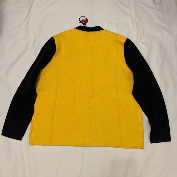 NWT Malbon Golf Sz L Mens Heritage Button Down Sweater Cardigan Marigold Navy - Picture 11 of 12